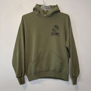 Soffe USMC Hoodie Mens Large Olive Green Marine Corps EGA Pullover Made In USA